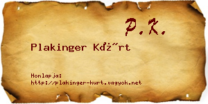 Plakinger Kürt névjegykártya